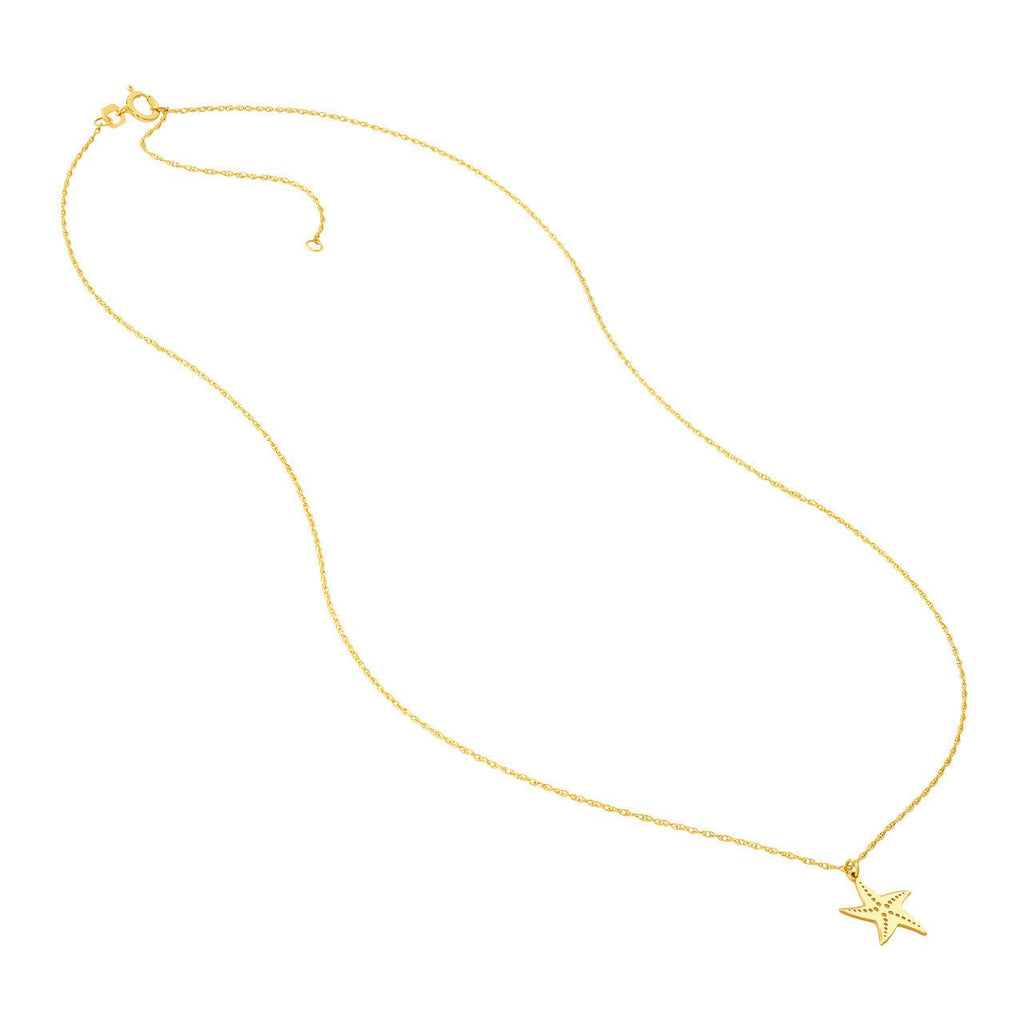 14K Gold Starfish Pendant Necklace