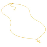 14K Gold White Enamel Cross Pendant Necklace