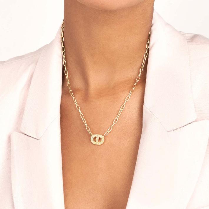 14K Gold Mini Diamond Mariner Pendant Necklace