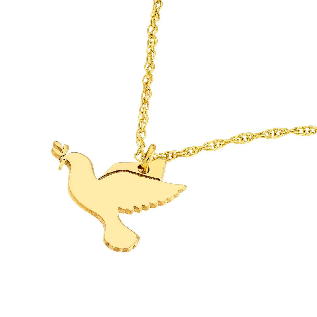 14K Gold Dove Pendant Necklace