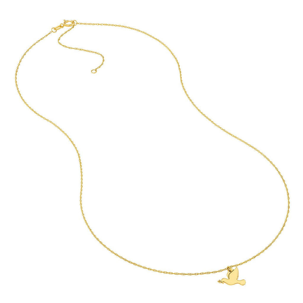 14K Gold Dove Pendant Necklace