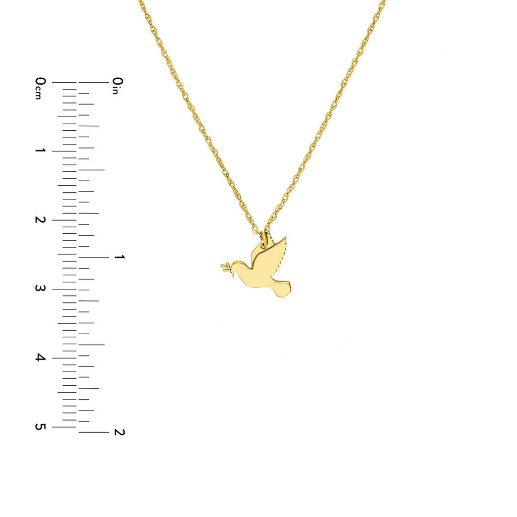 14K Gold Dove Pendant Necklace