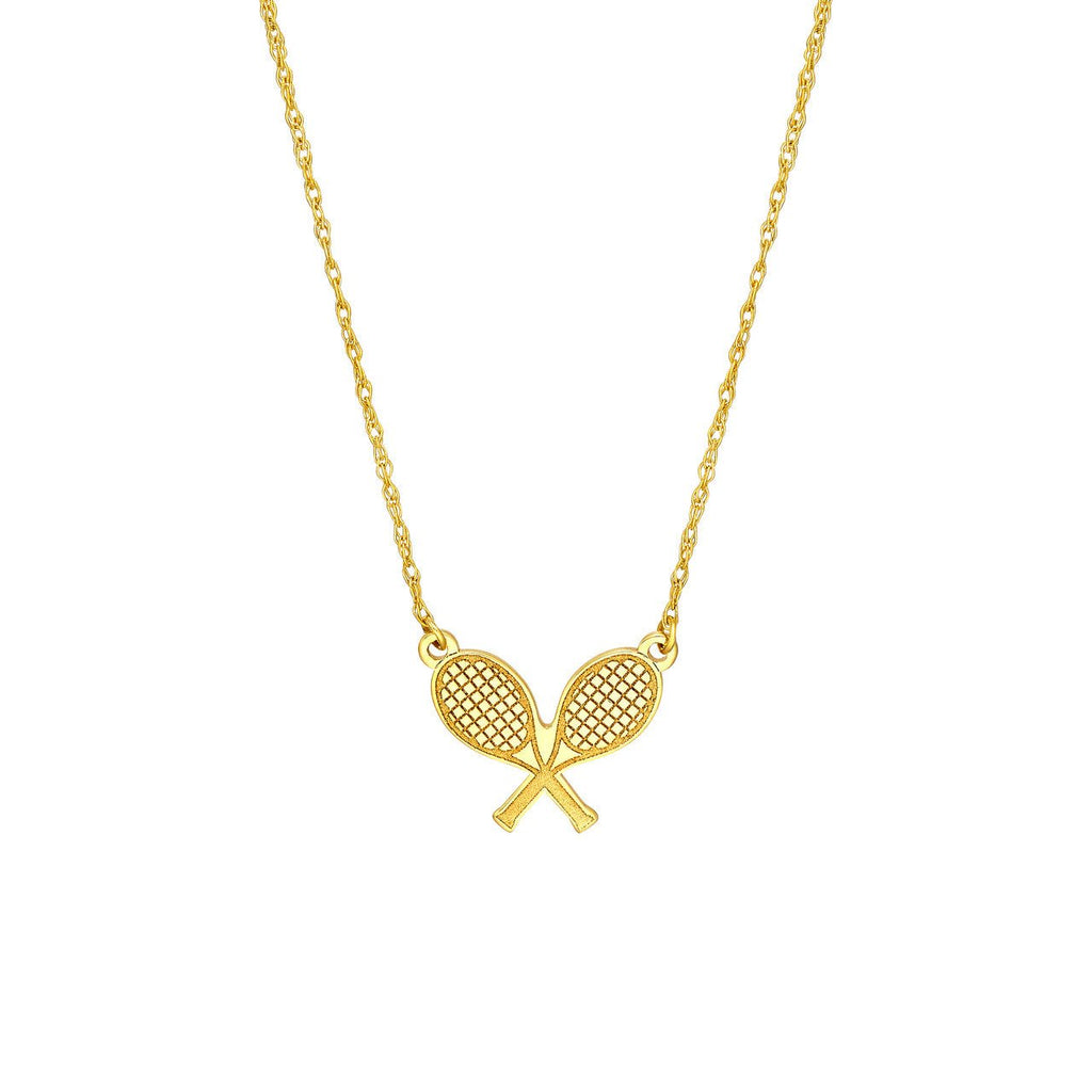 14K Gold Tennis Rackets Pendant Necklace