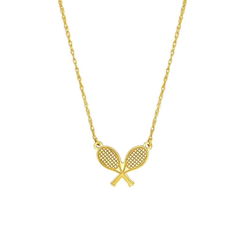 14K Gold Tennis Rackets Pendant Necklace