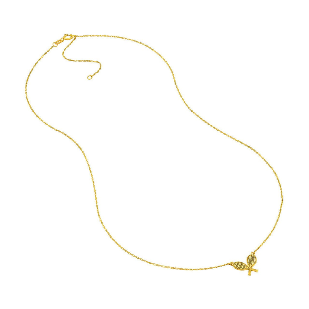 14K Gold Tennis Rackets Pendant Necklace