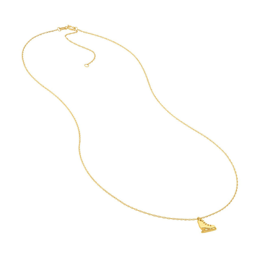 14K Gold Ice Skate Pendant Necklace