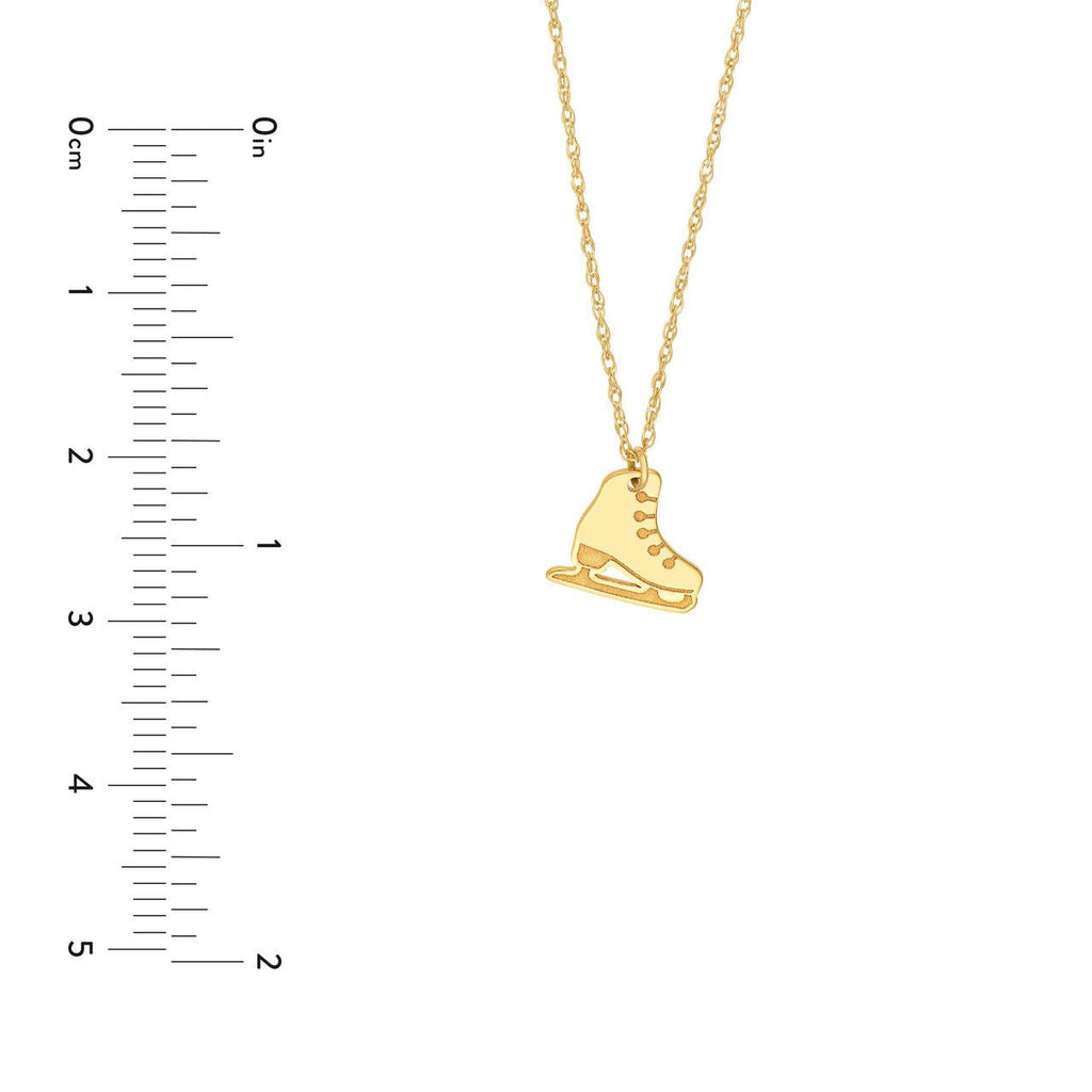 14K Gold Ice Skate Pendant Necklace