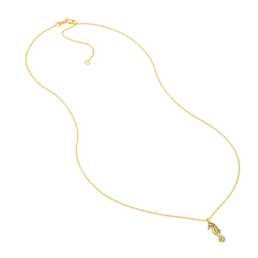 14K Gold Seahorse Pendant Necklace