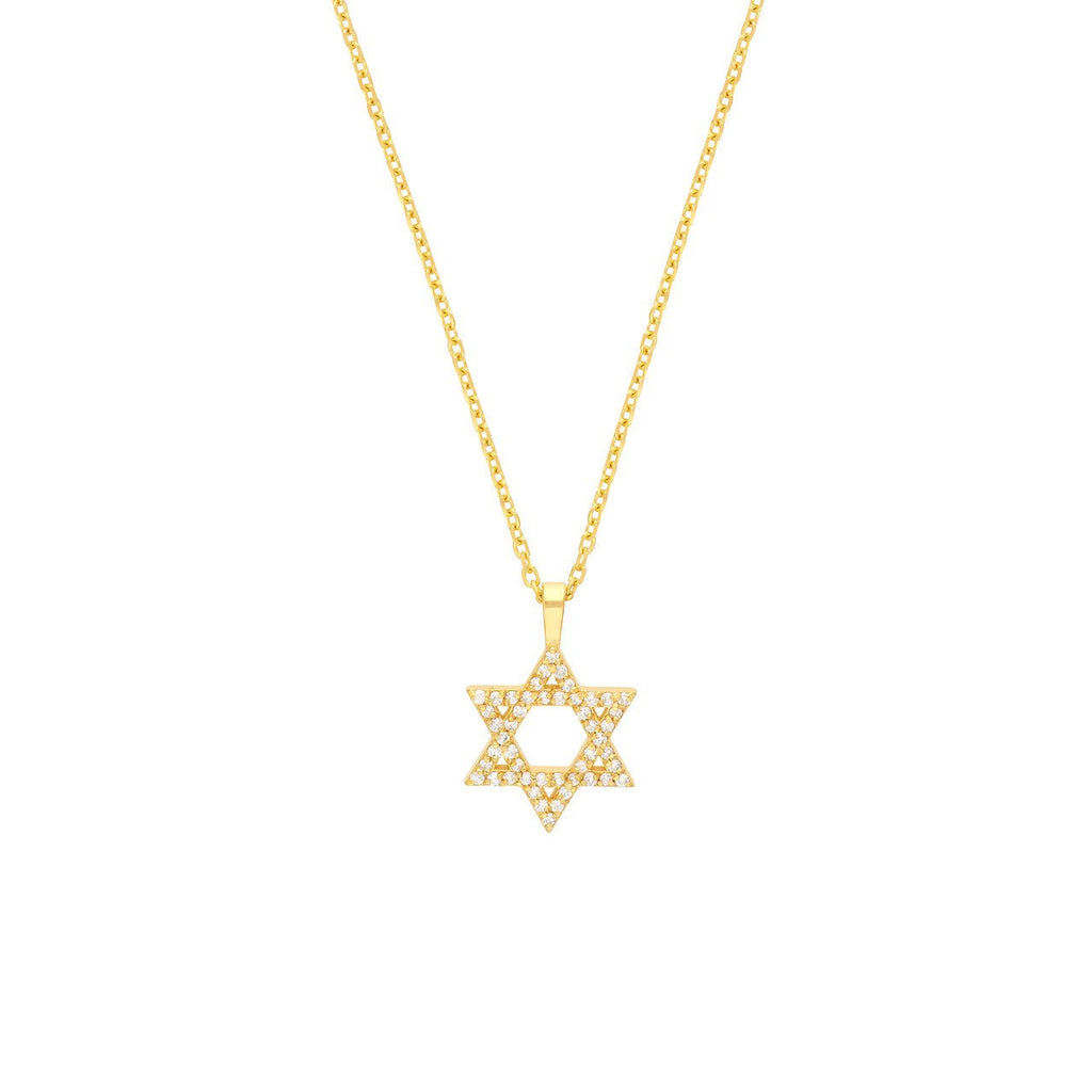 14K Gold Diamond Star of David Necklace