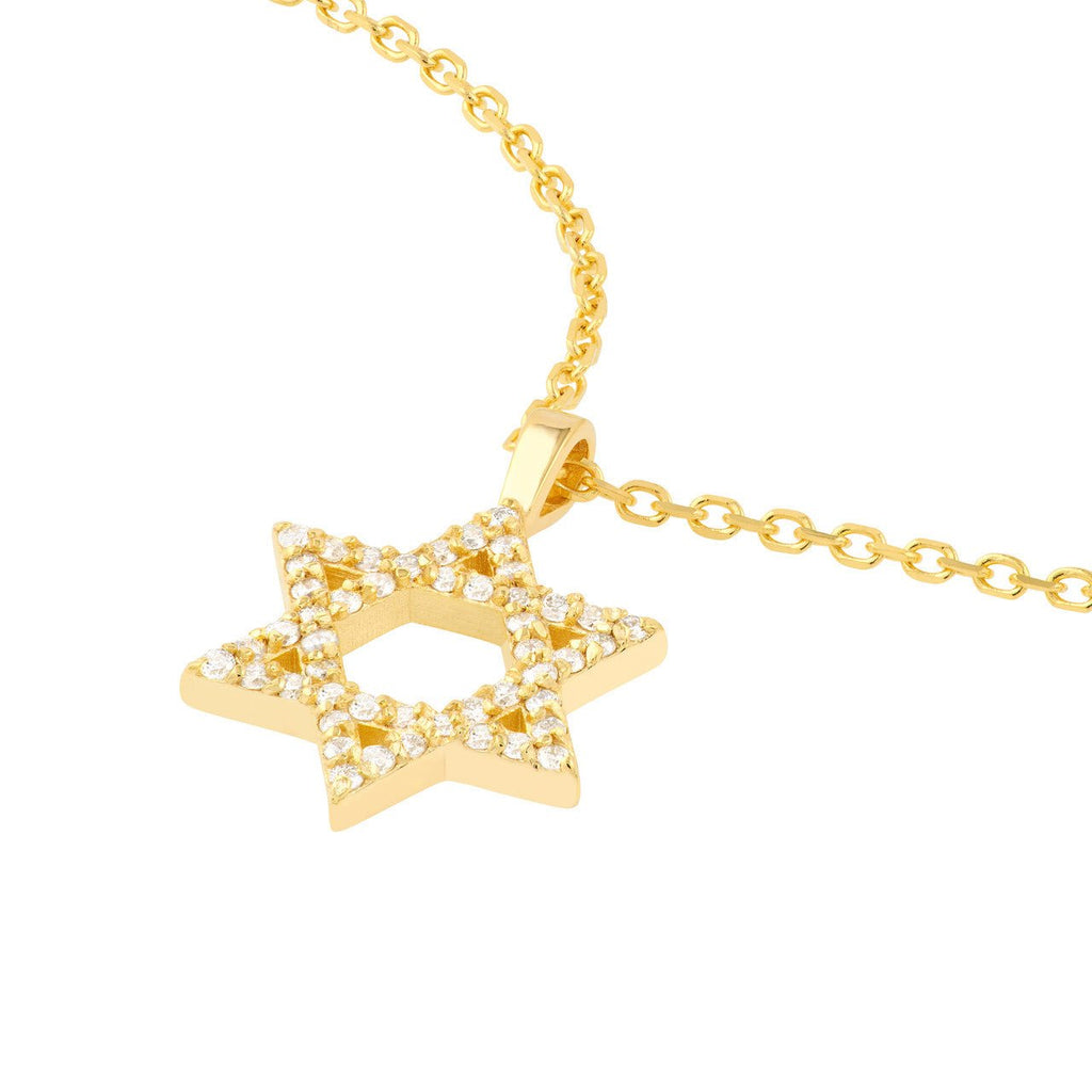 14K Gold Diamond Star of David Necklace