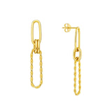14K Gold Twist and Paper Clip Drop Earrings