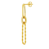 14K Gold Twist and Paper Clip Drop Earrings