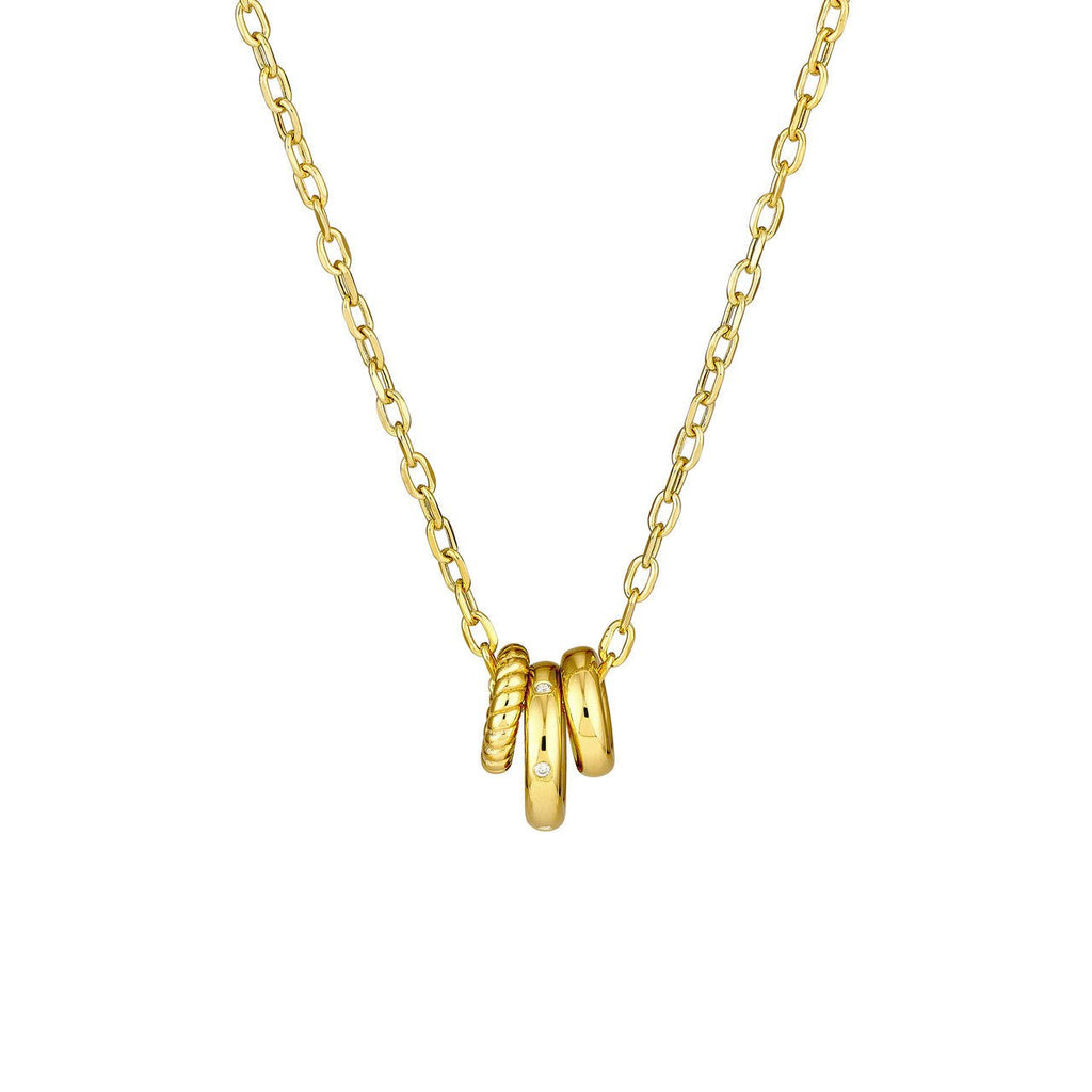 14K Gold Diamond Trio Ring Necklace