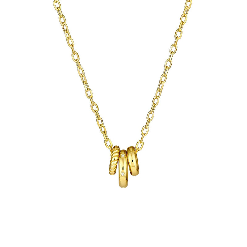 14K Gold Diamond Trio Ring Necklace