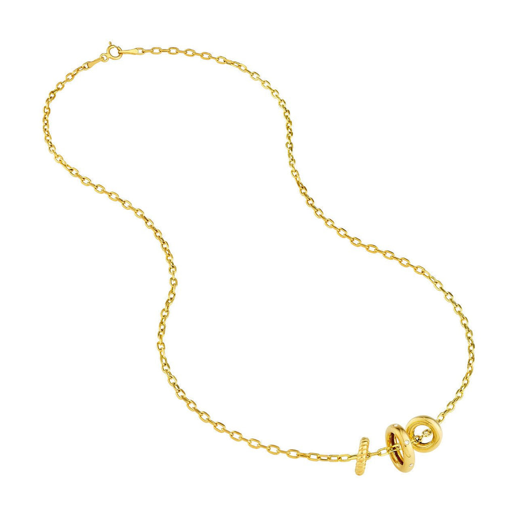 14K Gold Diamond Trio Ring Necklace