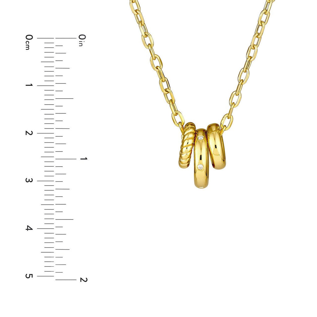 14K Gold Diamond Trio Ring Necklace