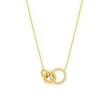 14K Gold Linked Diamond and Rope Ring Pendant Necklace