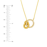 14K Gold Linked Diamond and Rope Ring Pendant Necklace