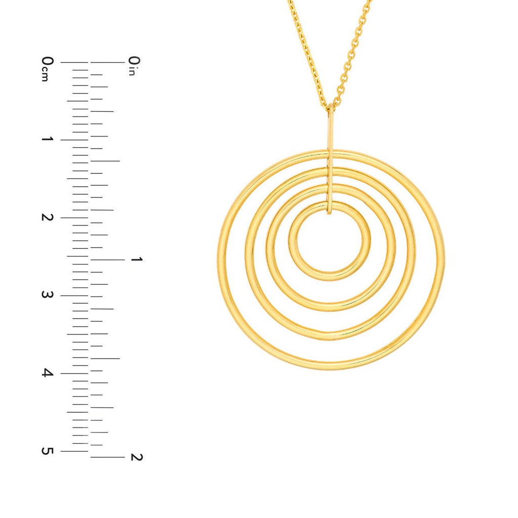 14K Gold Concentric Circle Pendant Necklace