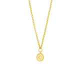 14K Gold Diamond Puff Charm Pendant Roll Necklace