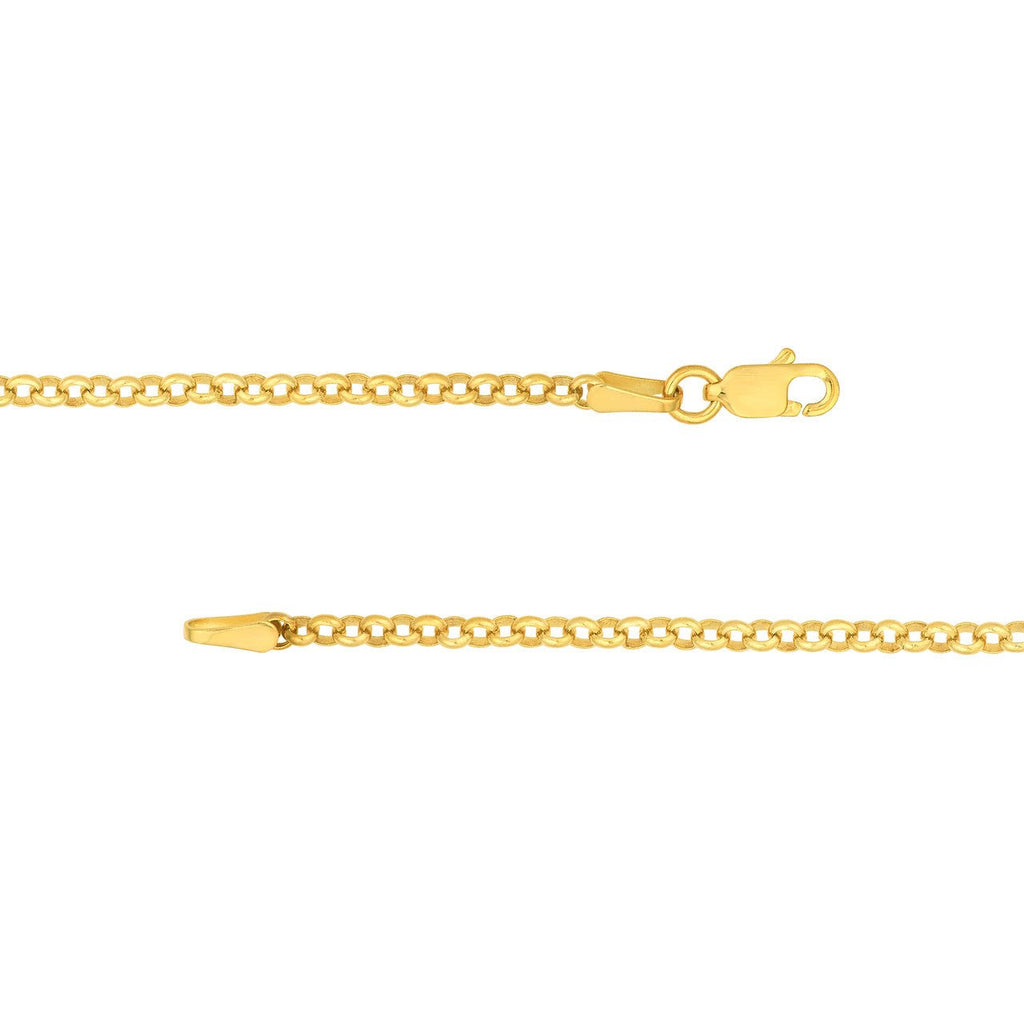 14K Gold Diamond Puff Charm Pendant Roll Necklace