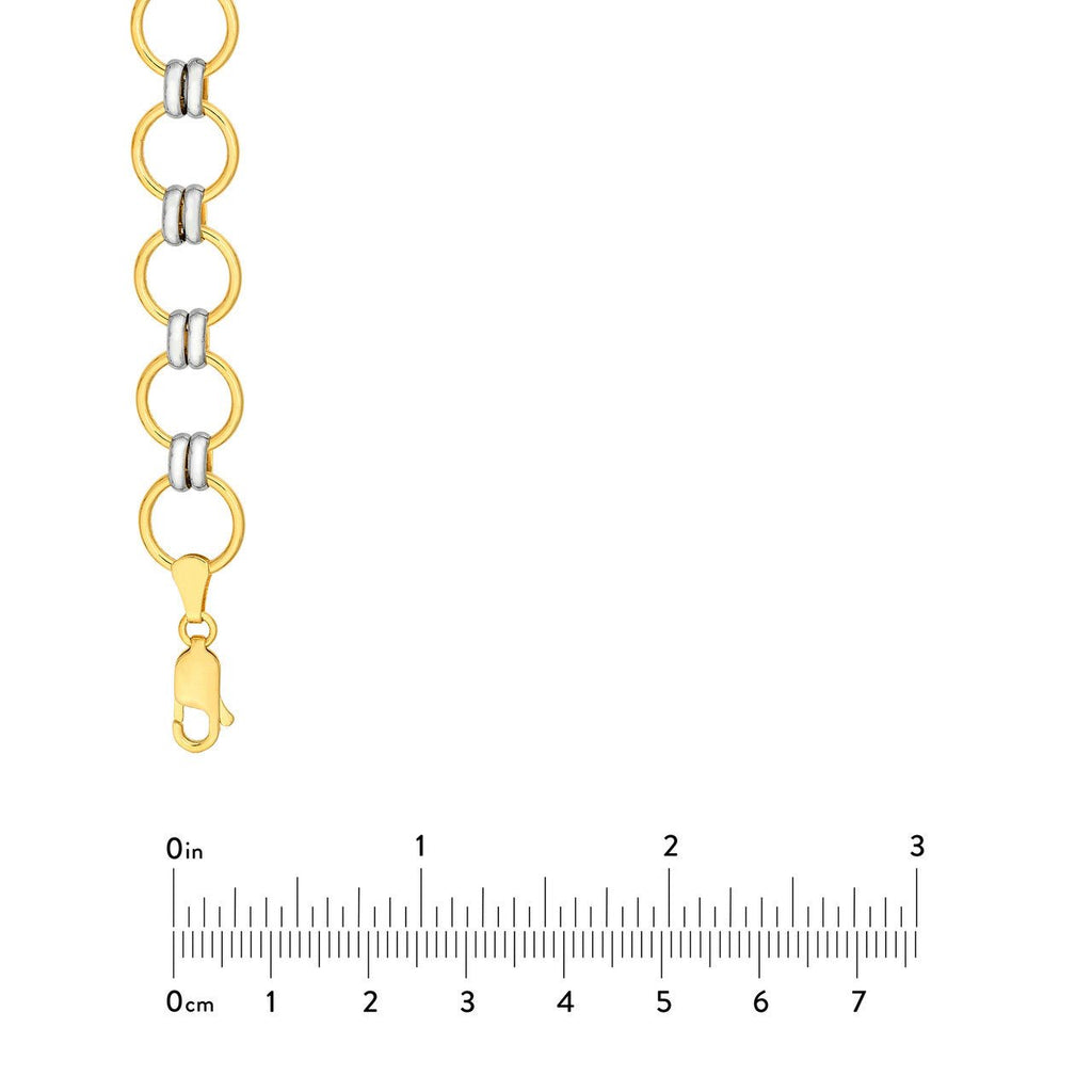 14K Two Tone Gold Round Link Necklace Chain