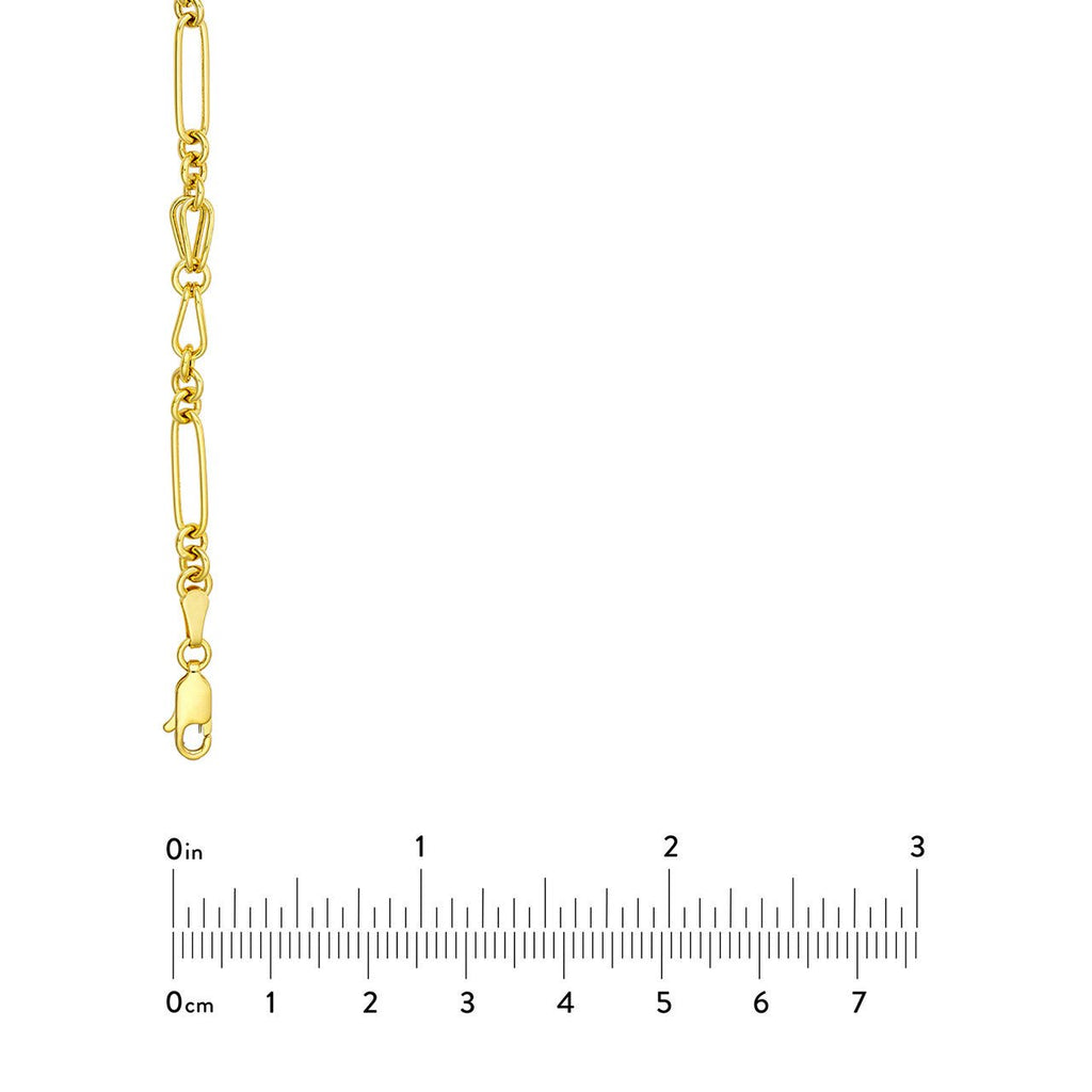14K Two Tone Gold Heart and Link Station Necklace