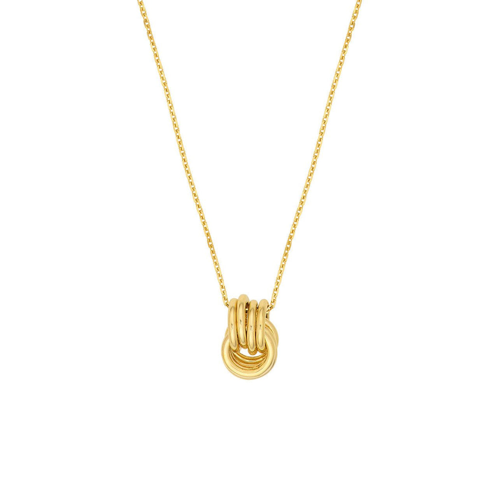 14K Gold Love Knot Pendant Cable Necklace