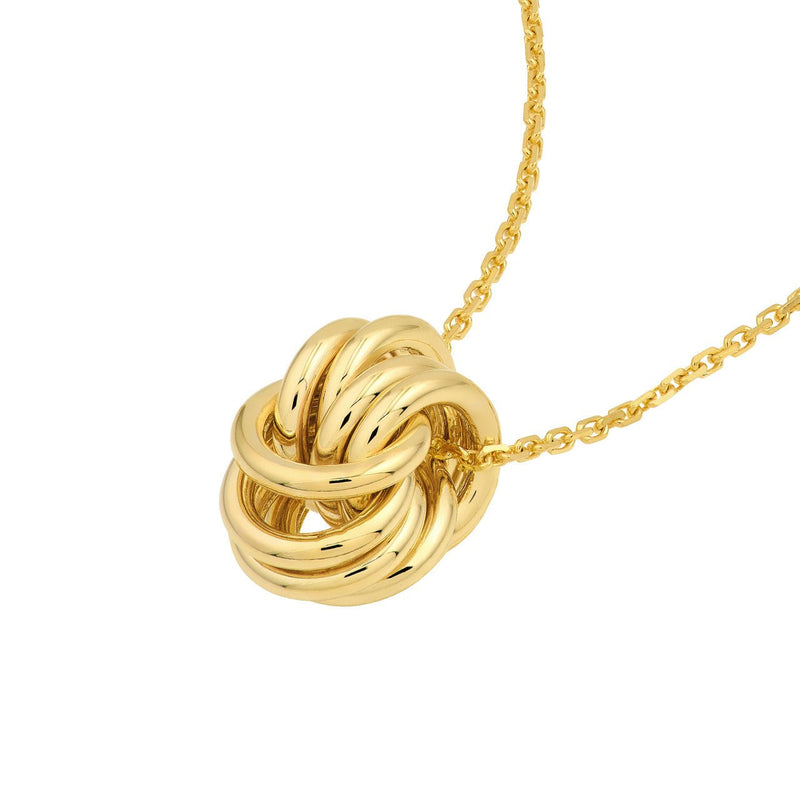 14K Gold Love Knot Pendant Cable Necklace