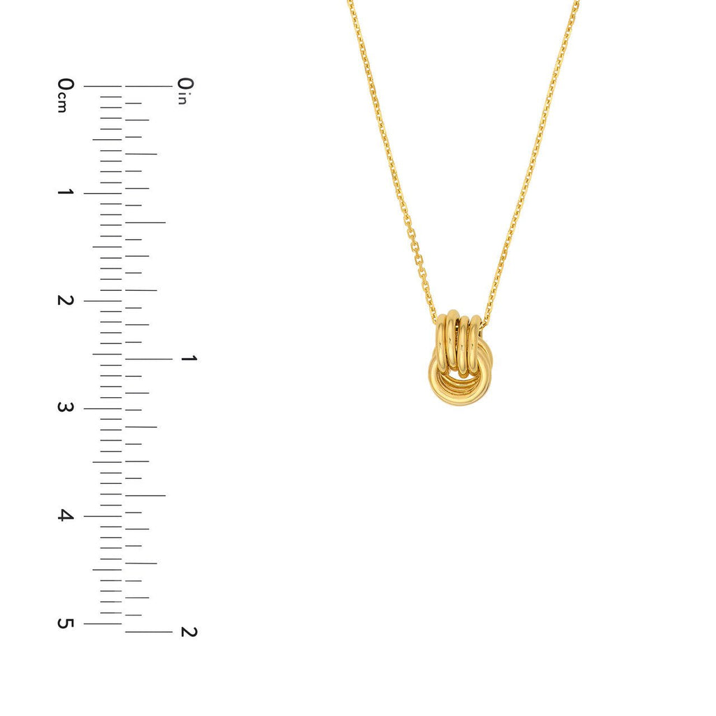 14K Gold Love Knot Pendant Cable Necklace