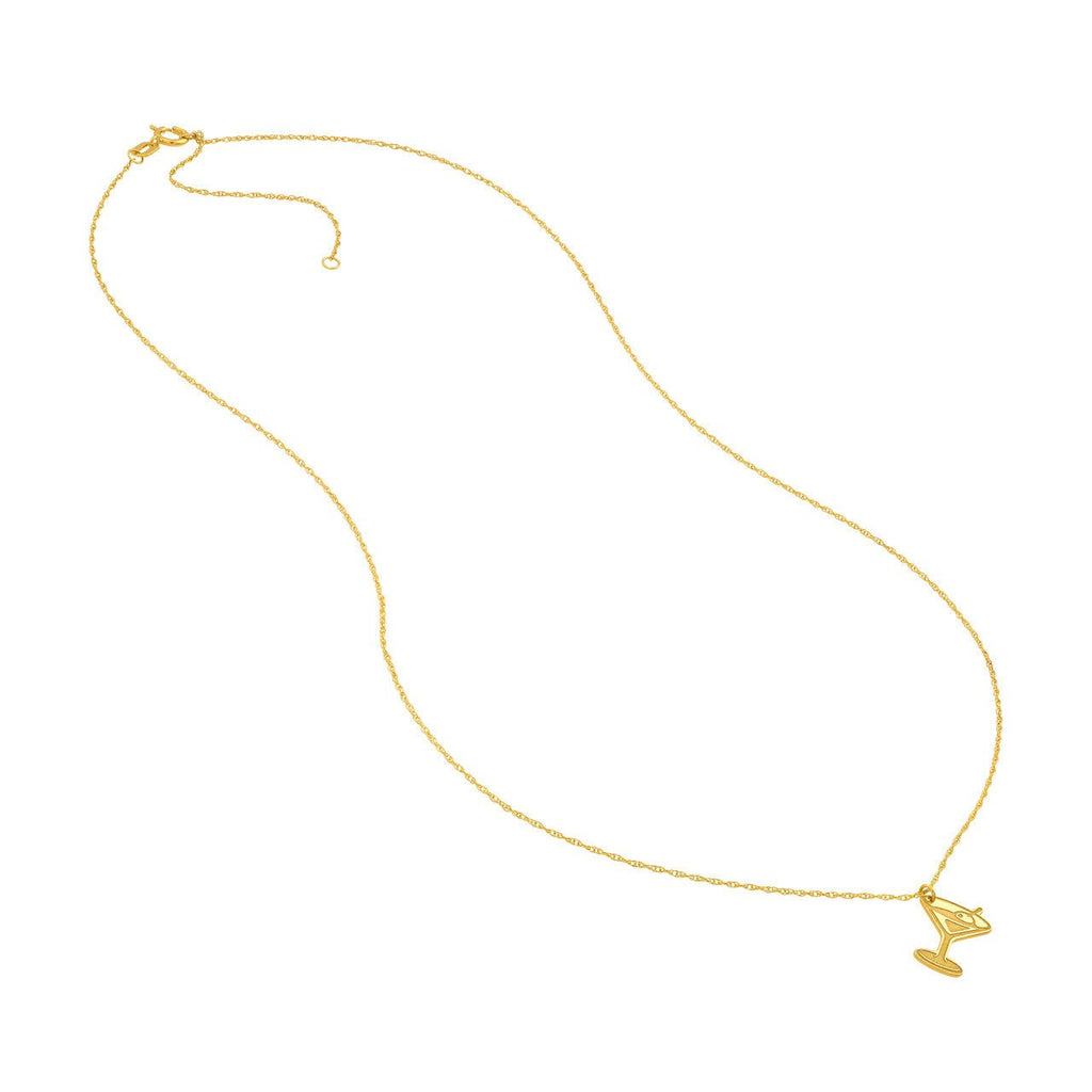 14K Gold Martini Pendant Necklace