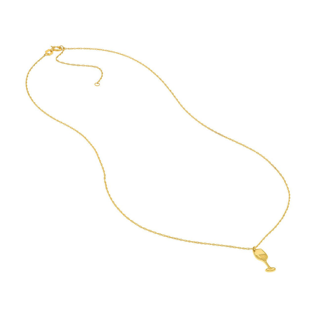 14K Gold Cocktail Glass Pendant Necklace
