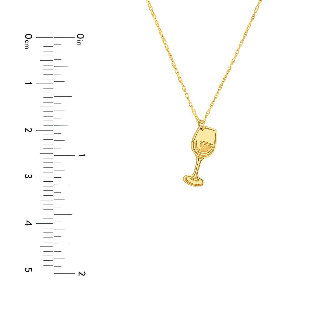 14K Gold Cocktail Glass Pendant Necklace