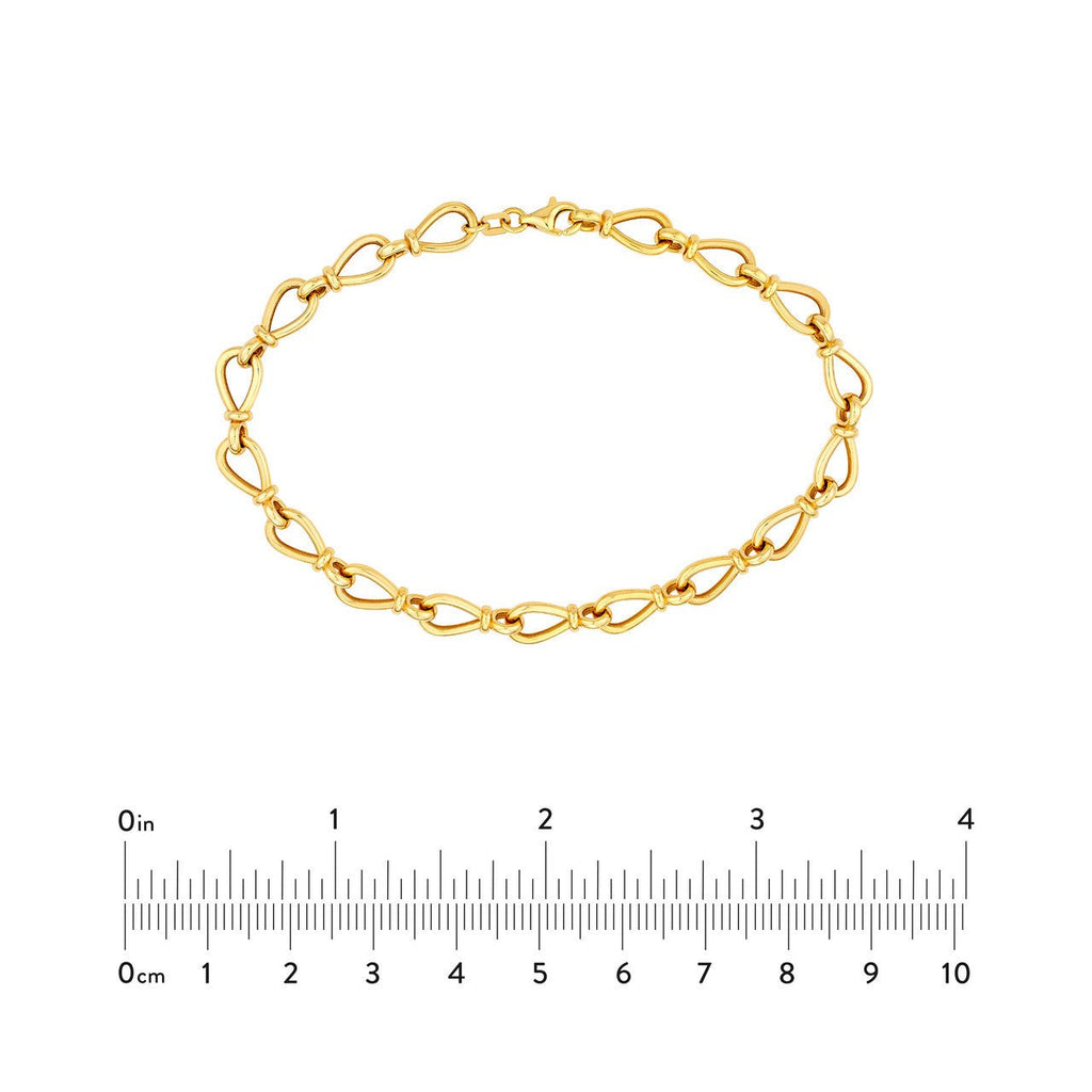 14K Gold Tear Drop Link Bracelet