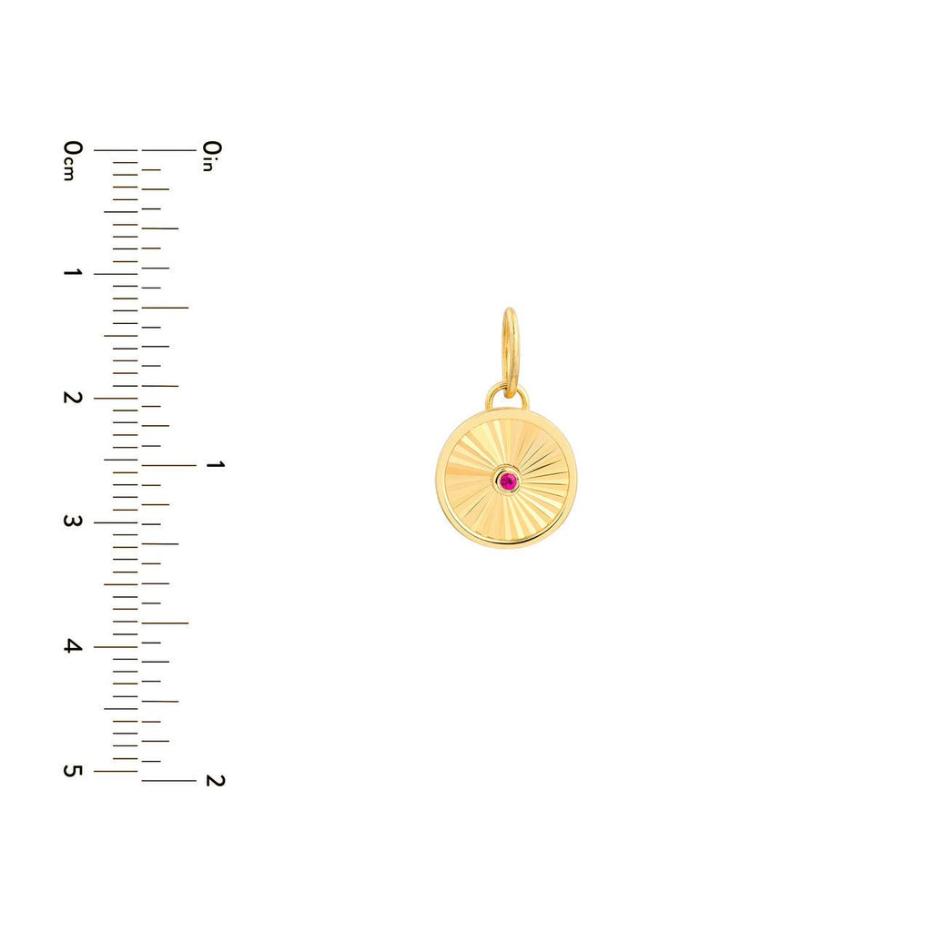 14K Gold Ruby Round Fluted Pendant