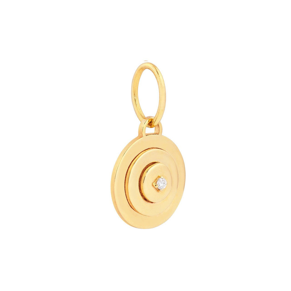 14K Gold Diamond Concentric Round Pendant