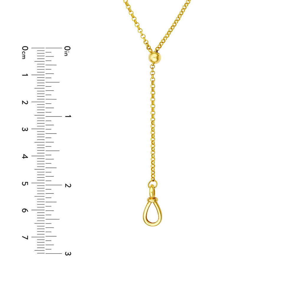 14K Gold Pull Over Rolo Lariat Necklace