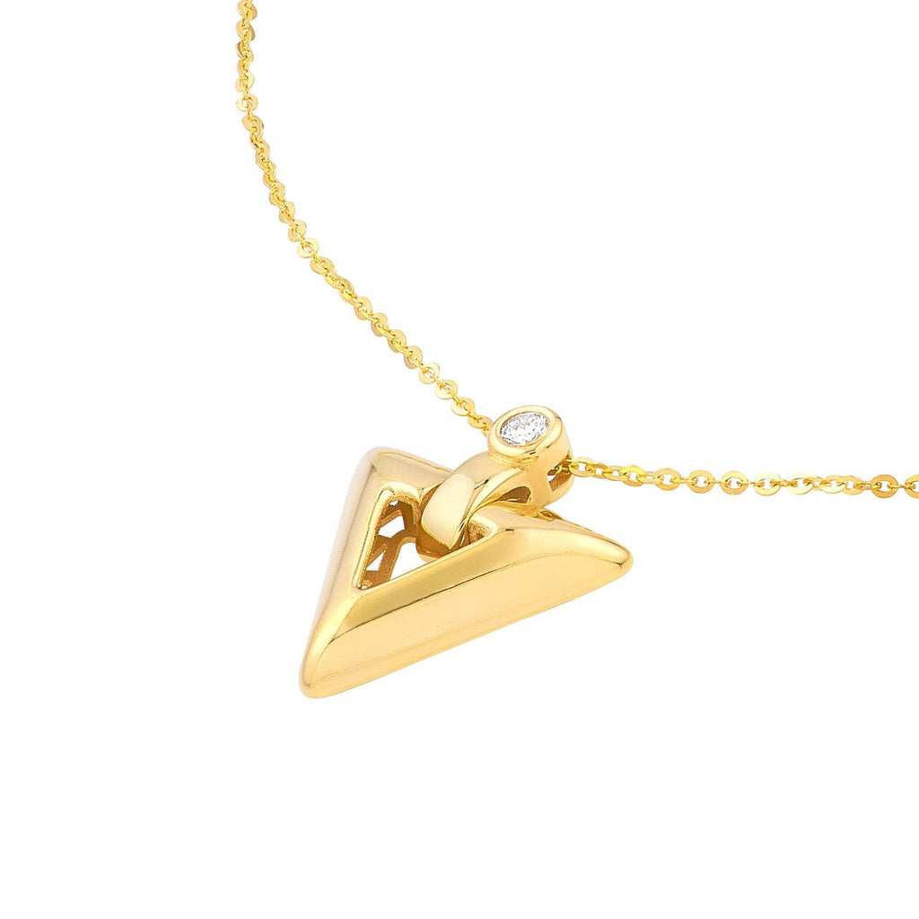 14K Gold Triangle Diamond Pendant Necklace