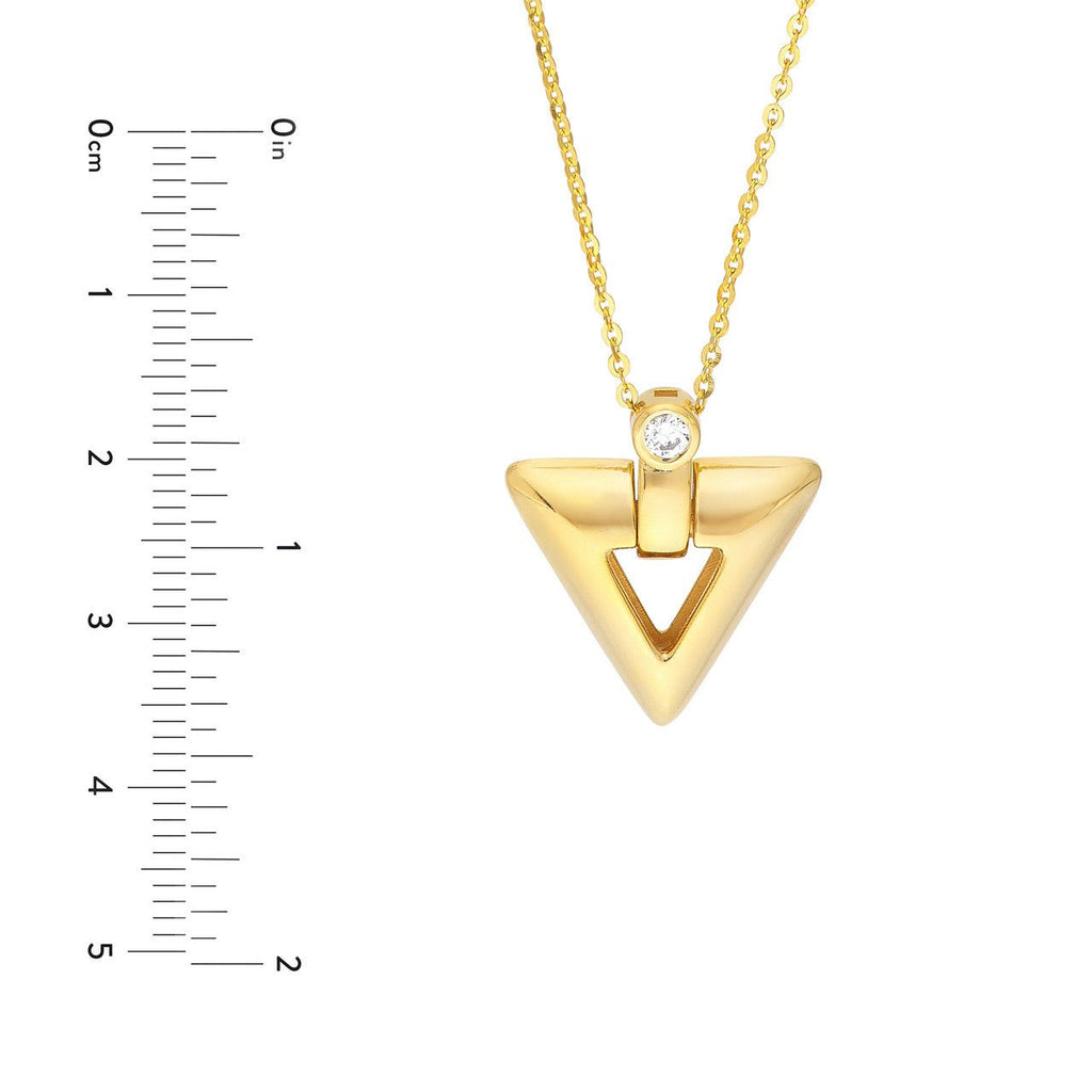 14K Gold Triangle Diamond Pendant Necklace