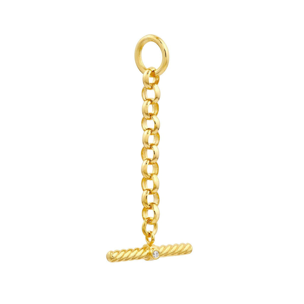 14K Gold Twisted Diamond Bar Dangle Chain Pendant
