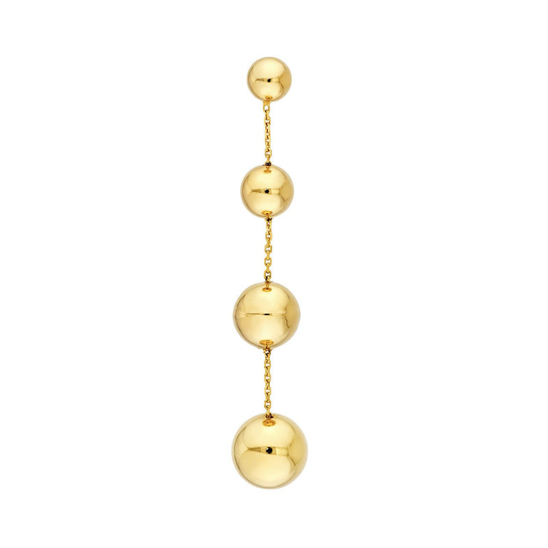 14K Gold Graduated Bead Dangle Earrings