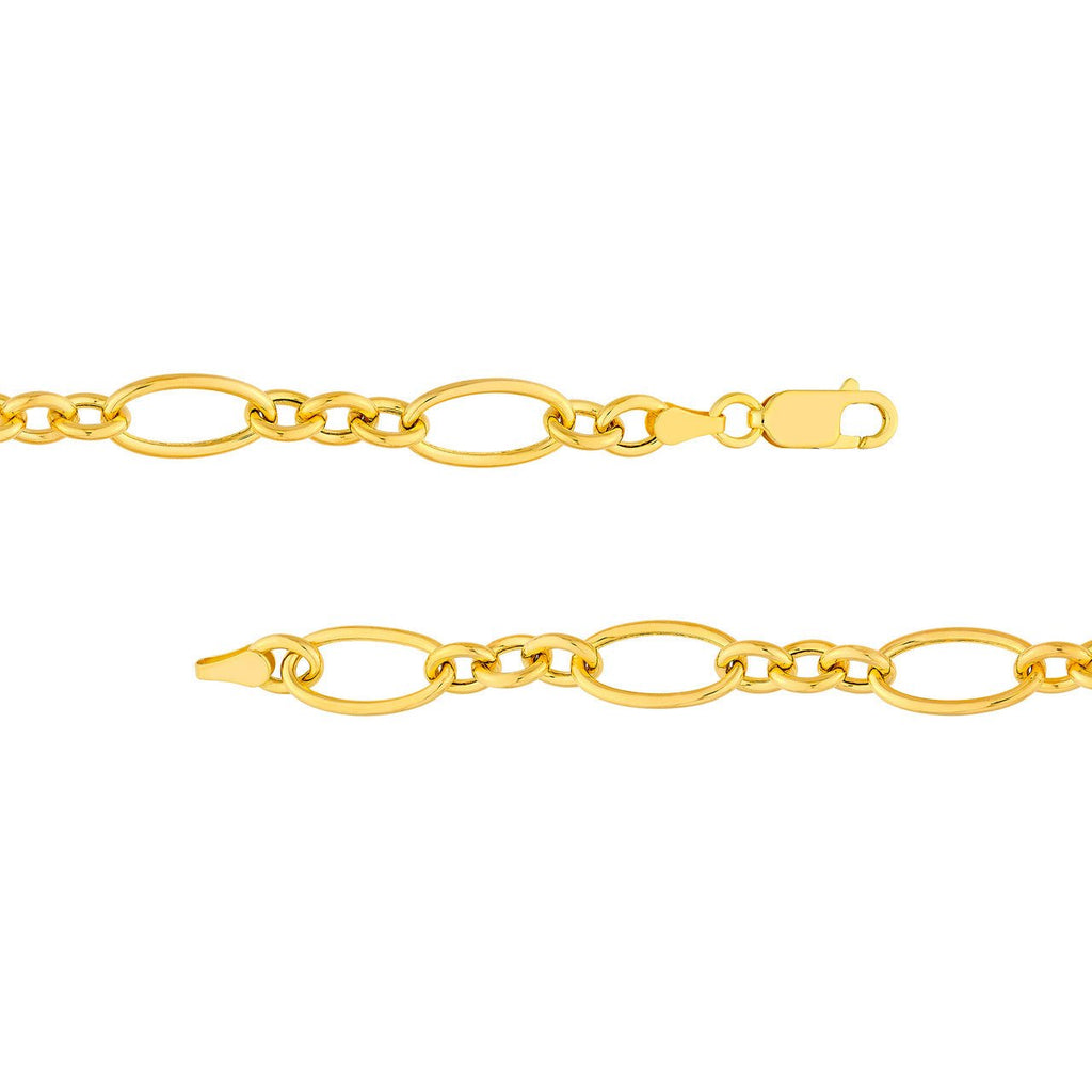 14K Gold Figaro Style Rolo Chain Bracelet