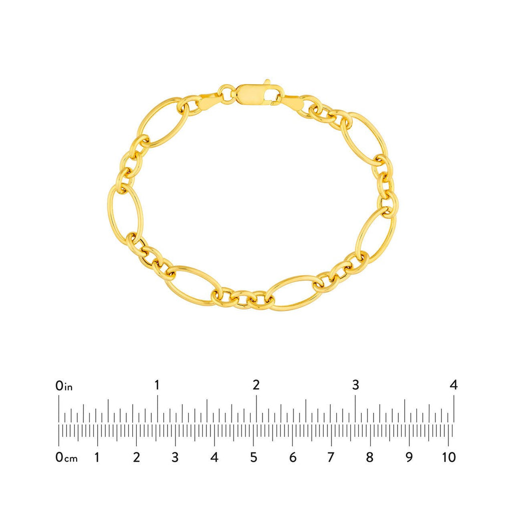 14K Gold Figaro Style Rolo Chain Bracelet