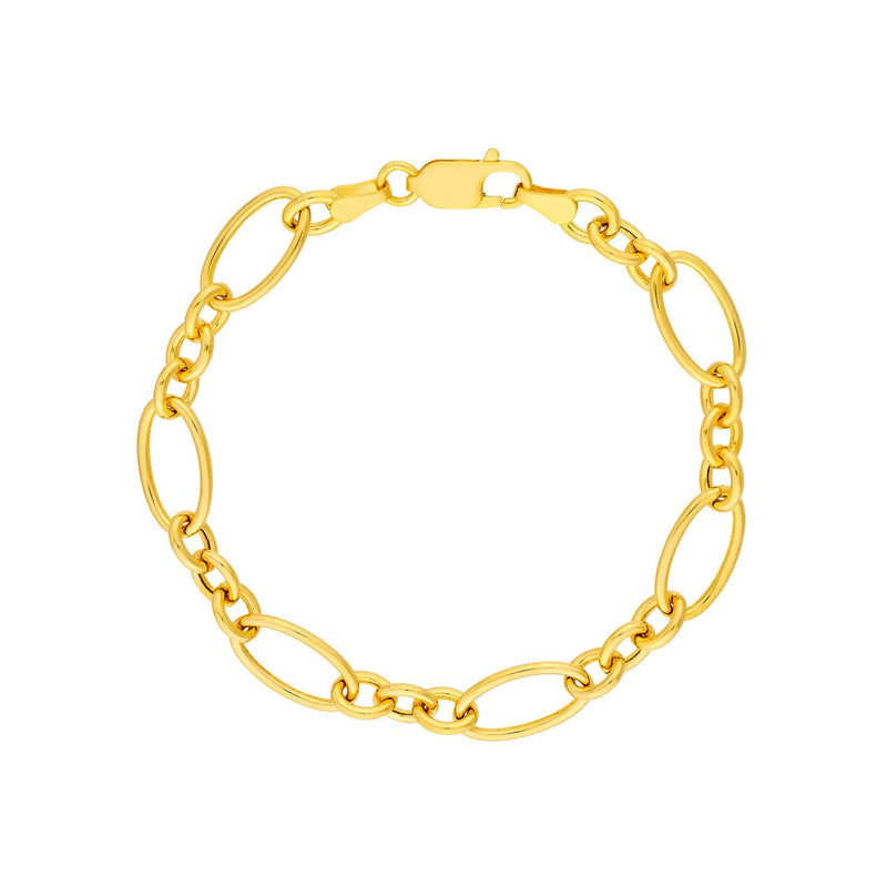 14K Gold Figaro Style Rolo Chain Bracelet