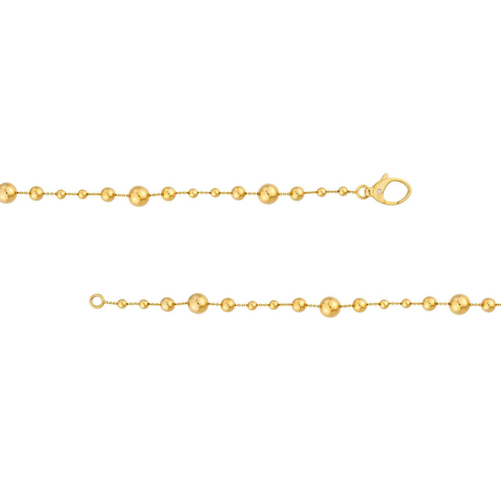 14K Gold Bead Station Bracelet with Diamond on Lock