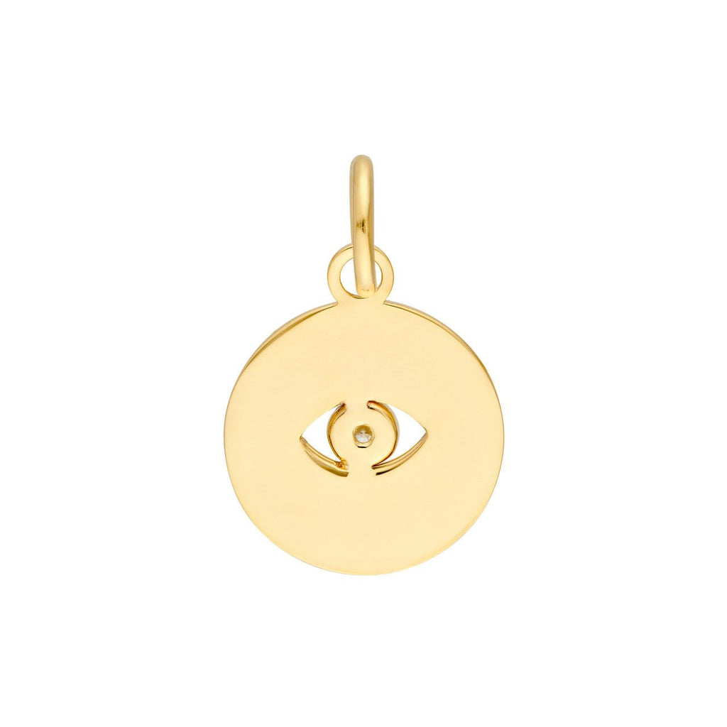 14K Two-Tone Gold Fluted Evil Eye Pendant
