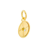 14K Gold Framed Fluted Diamond Oval Pendant