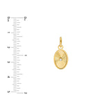 14K Gold Framed Fluted Diamond Oval Pendant