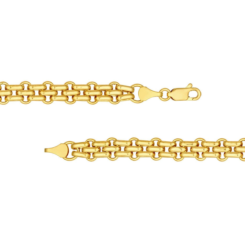 14K Gold Hollow Alternating 2 By 1 Chain Necklace