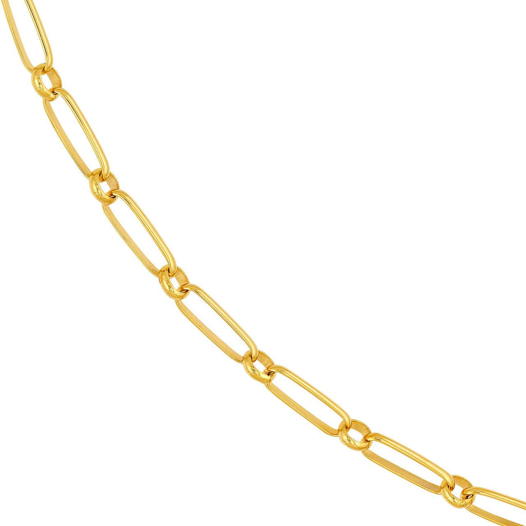 14K Gold Oval and Round Link Chain Necklace